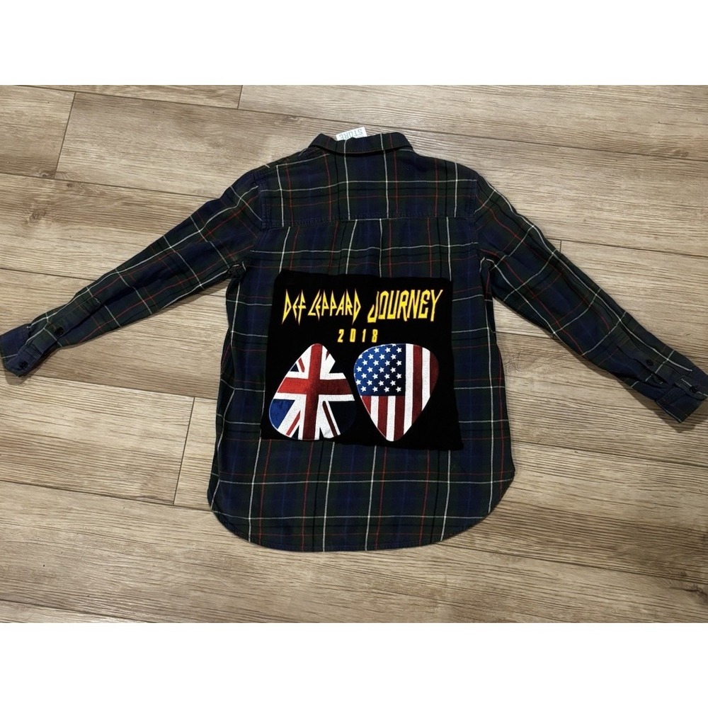NWT‎ Madewell Def Leppard/ Journey Flannel Woman's Sz S Upcycled